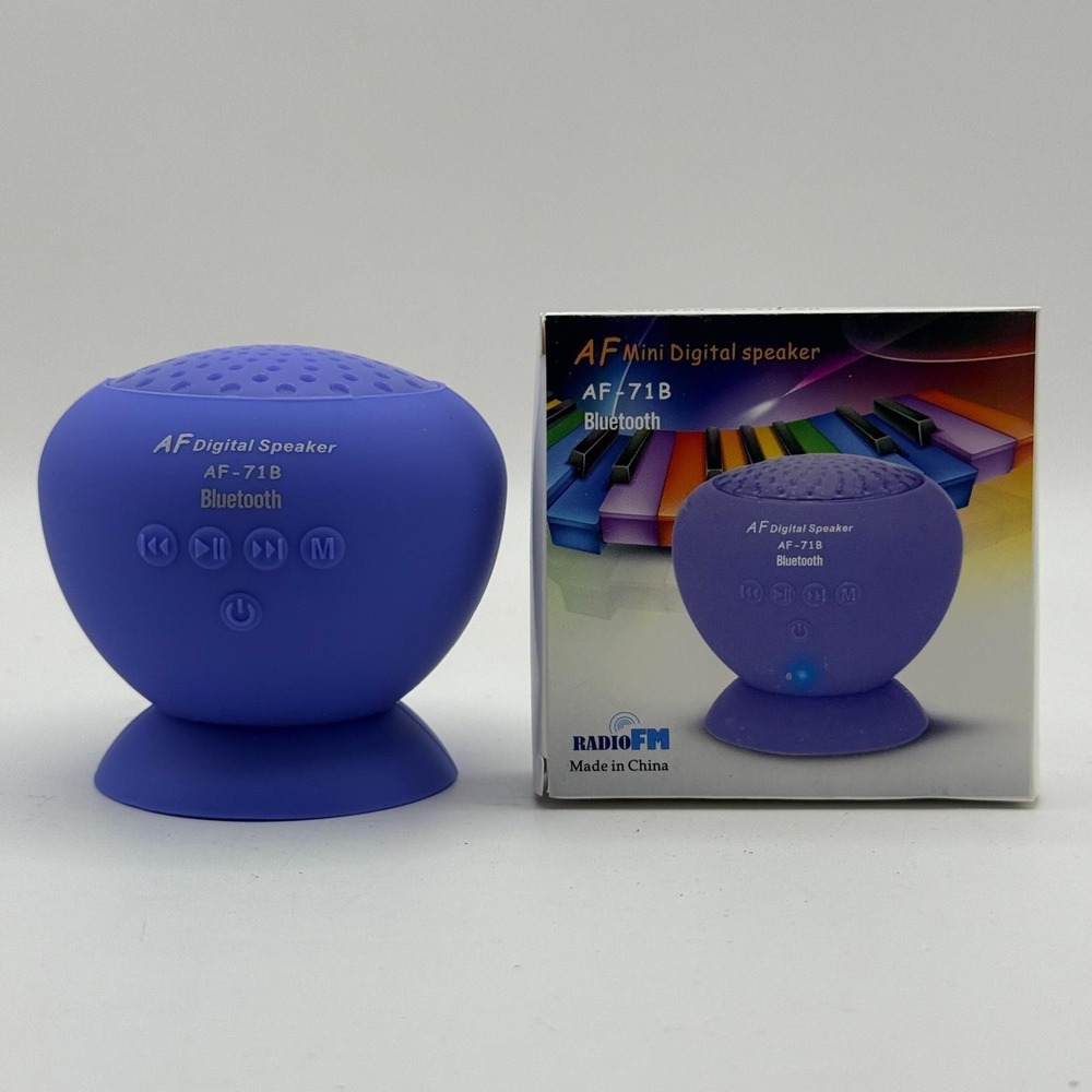 Mini Bluetooth Digital Speaker FM Radio Suction Cup Purple w/ Cables